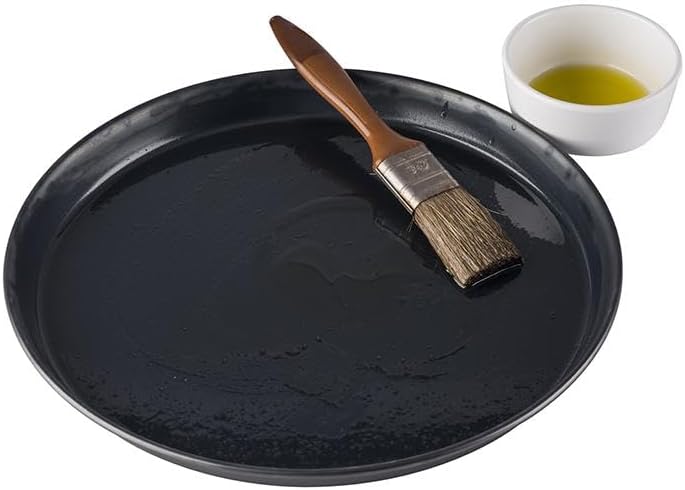 METRO Professional Pizzablech, Metall, 36 cm, 370 x 370 x 100 mm, unbeschichtetes Blaublech mit Roll