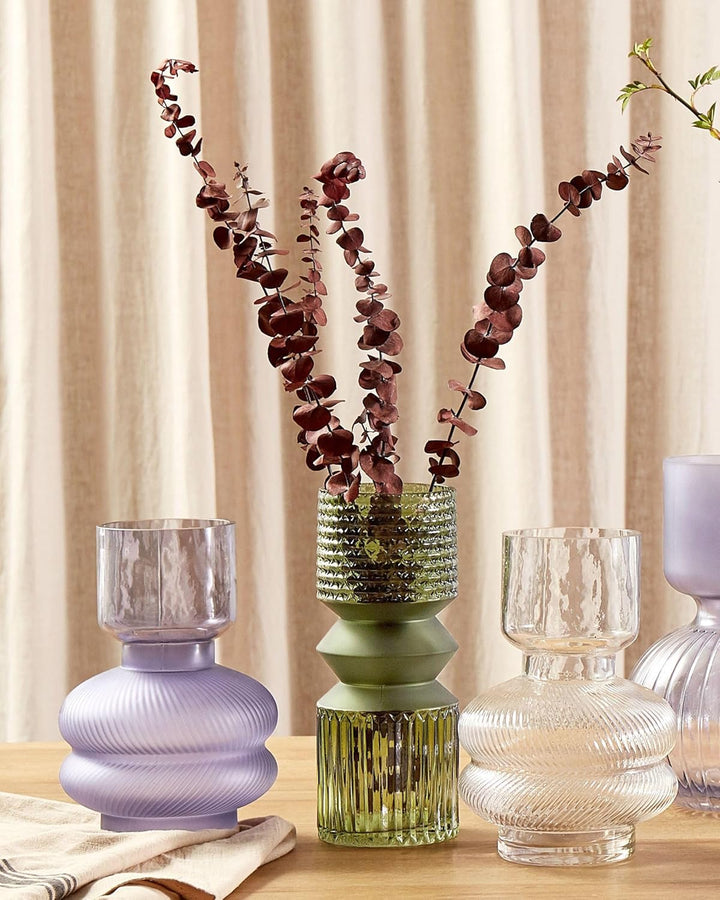 Deko Blumenvase Glas violett 24 cm organische Form mit schmalem Hals Rodia