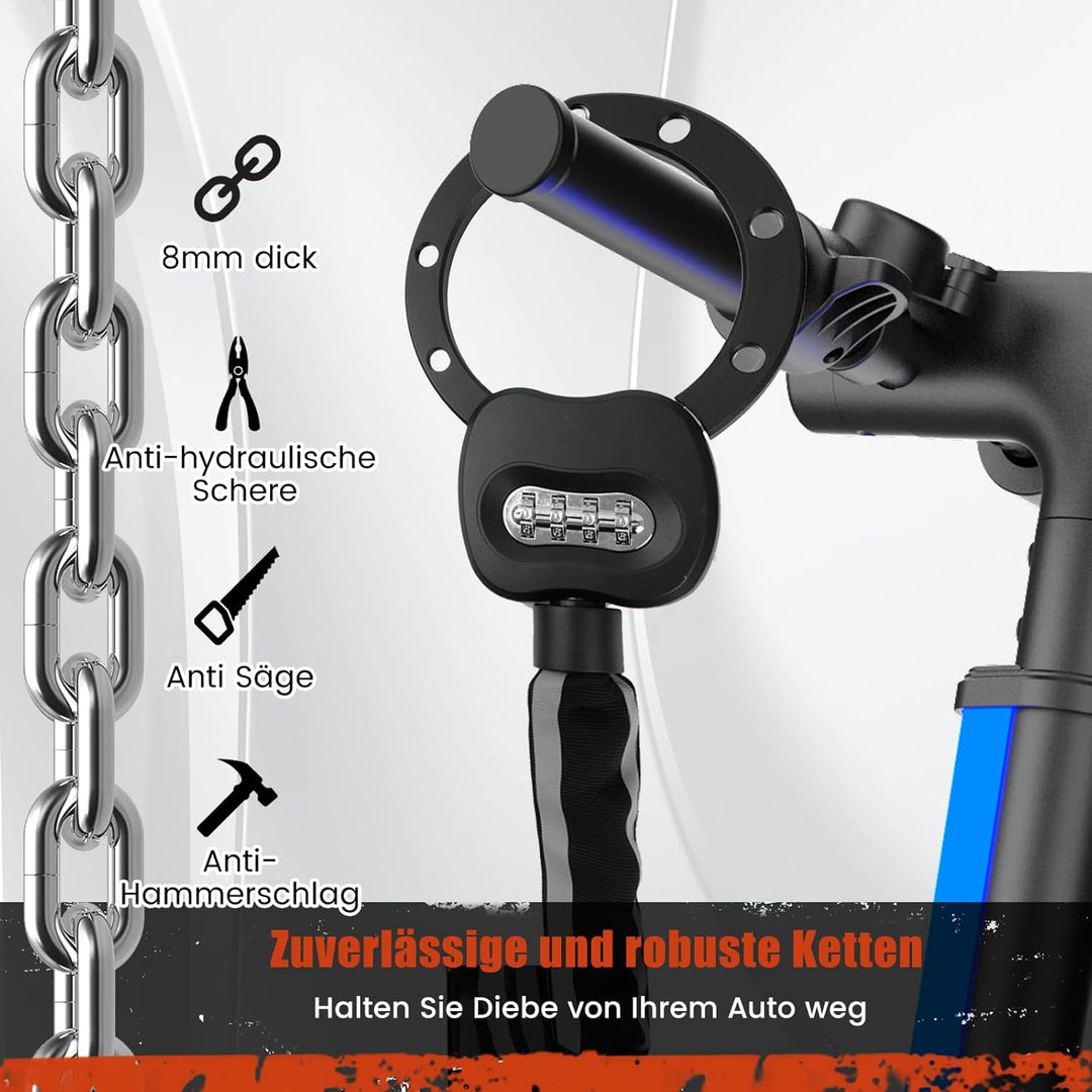 E Scooter Schloss, Handschellenschloss mit Zahlencode, 10CM Rundring, 1.8KG - Schweres Fahrradschlos