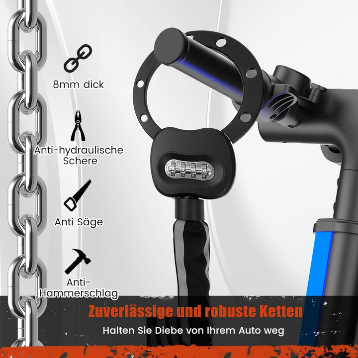 E Scooter Schloss, Handschellenschloss mit Zahlencode, 10CM Rundring, 1.8KG - Schweres Fahrradschlos