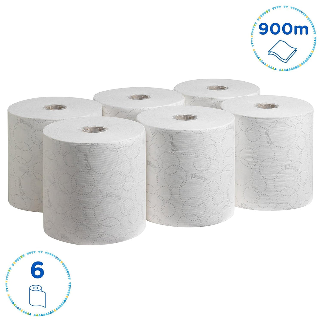 Kleenex Ultra Rollenpapiertücher 6780 – 2-lagige Rollenhandtücher – 6 x 150 m weisse Papiertuchrolle