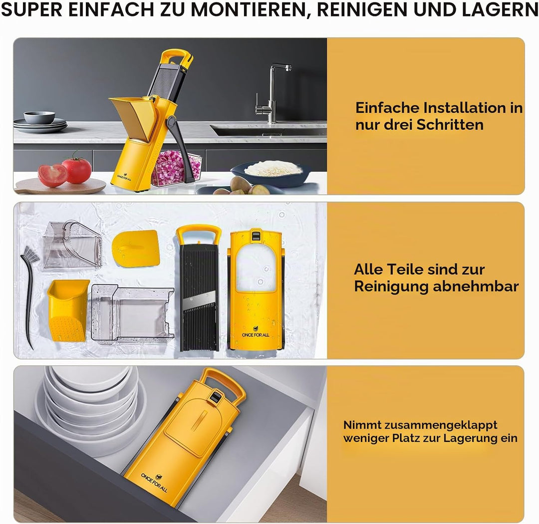 ONCE FOR ALL Gemüseschneider mit Auffangbecken, Gemüsehobel ideal als Pommesschneider &amp; Kartoffelsch