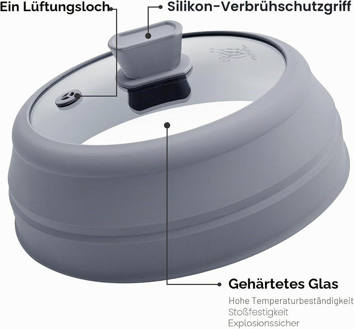 Mikrowellen-Spritzer-Abdeckung, Glas, Mikrowellen-Abdeckung für Lebensmittel, faltbarer Tellerdeckel