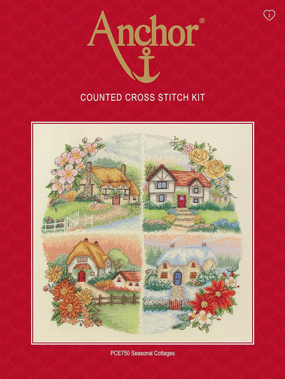 Anchor Kreuzstich-Set, 100% Baumwolle, Mehrfarbig, 20x38cm