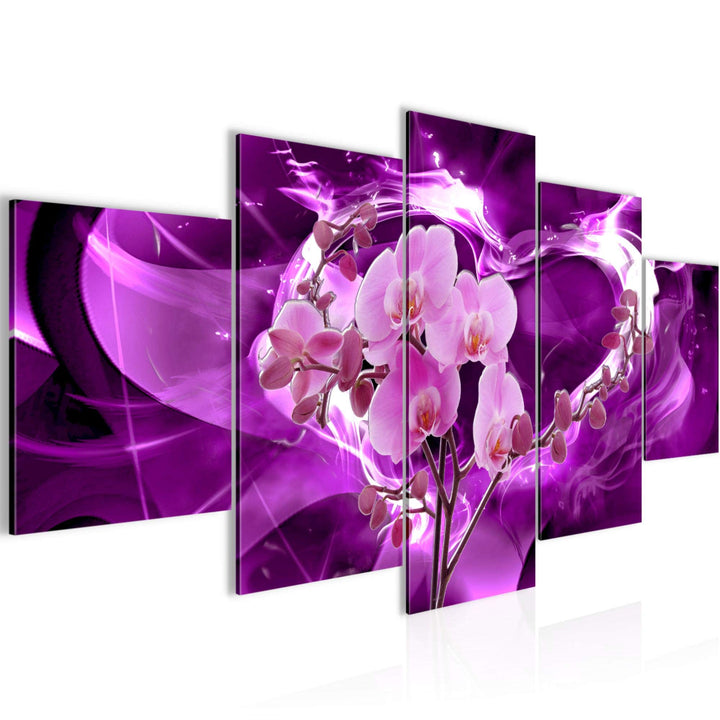 Runa Art Bild Wohnzimmer Schlafzimmer Blumen Orchidee 5 Teilig Abstrakt Violett Lila Wandbilder auf