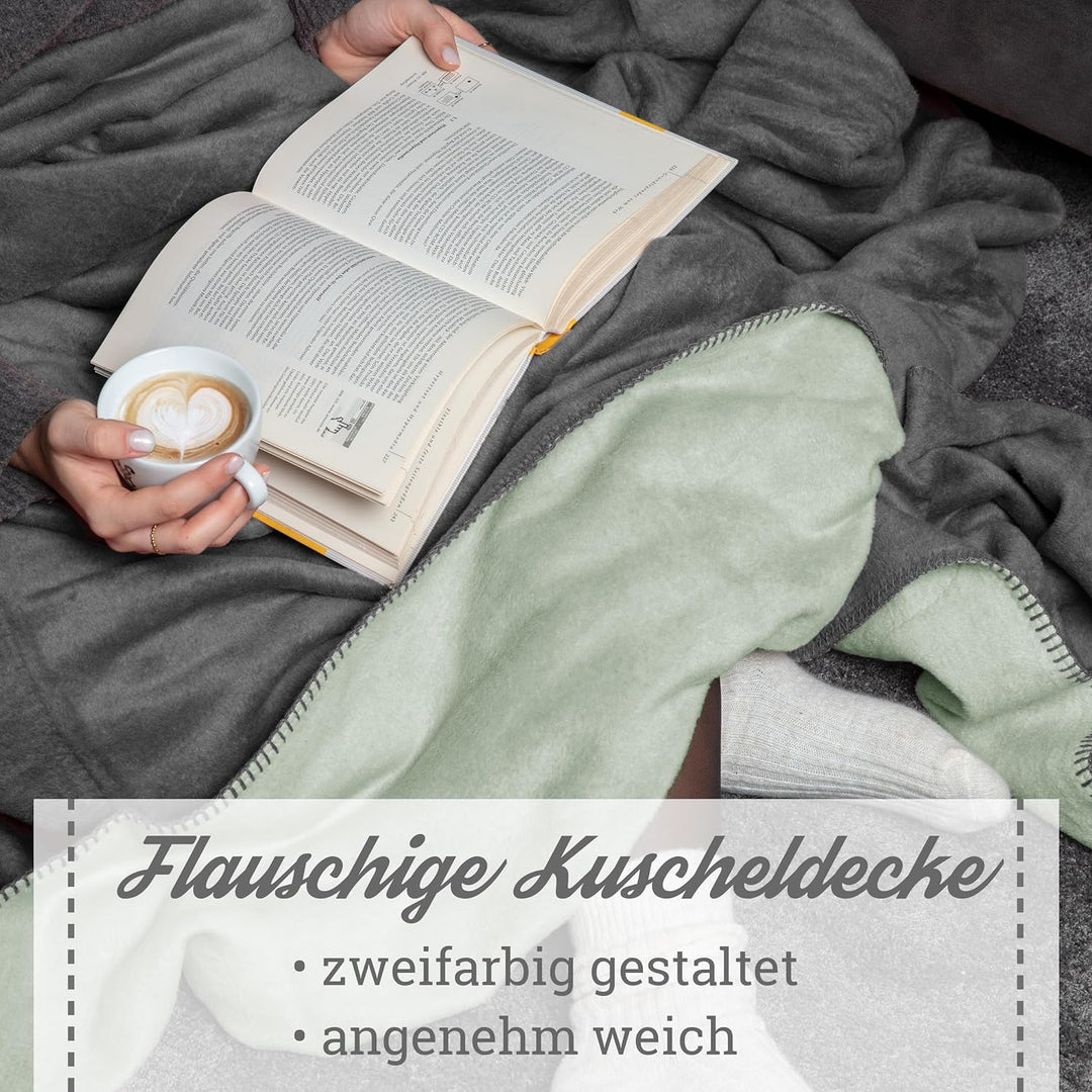 Moon Doubleface Kuscheldecke, Wohndecke aus Baumwollmischung - ca. 150x200 cm mit geketteltem Rand (