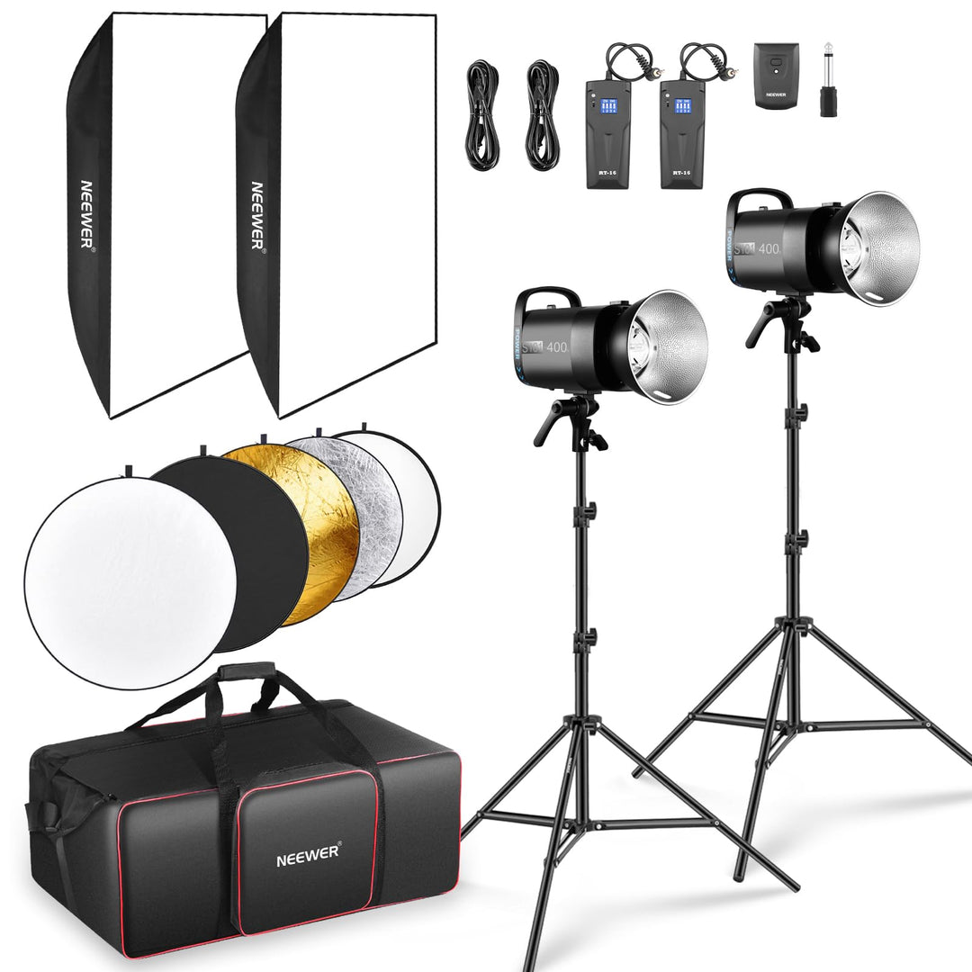 NEEWER 800W Studio Monolight Blitzlicht Set (2er Pack), S101-400W 5600K Studio Flash mit 150W Einste