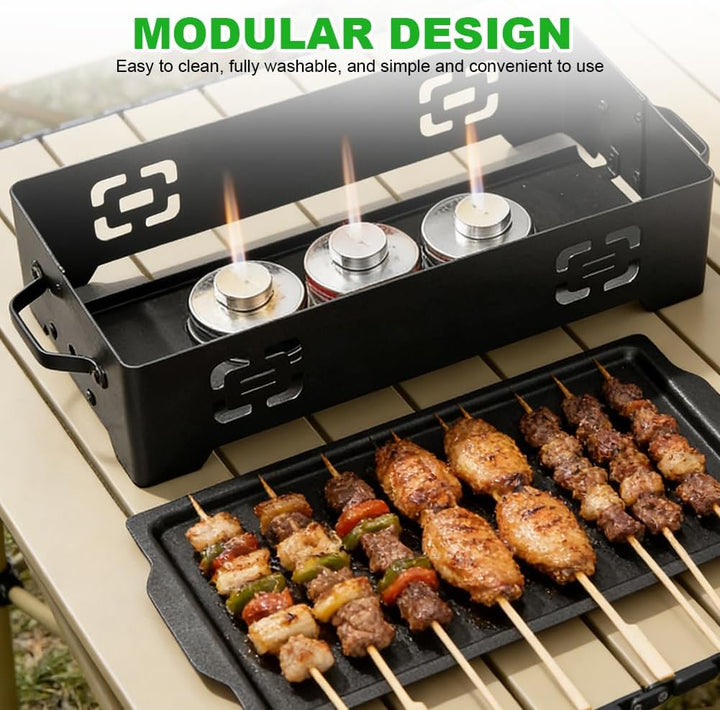BBQ Warmhalteplatte aus Edelstahl, Grillwärmer für Fleisch und Gemüse, Speisenwärmer für Garten, Cam