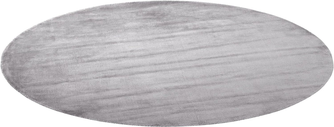 Teppich Viskose helles Grau rund 140 cm einfarbig handgewebt Kurzflor Gesi II