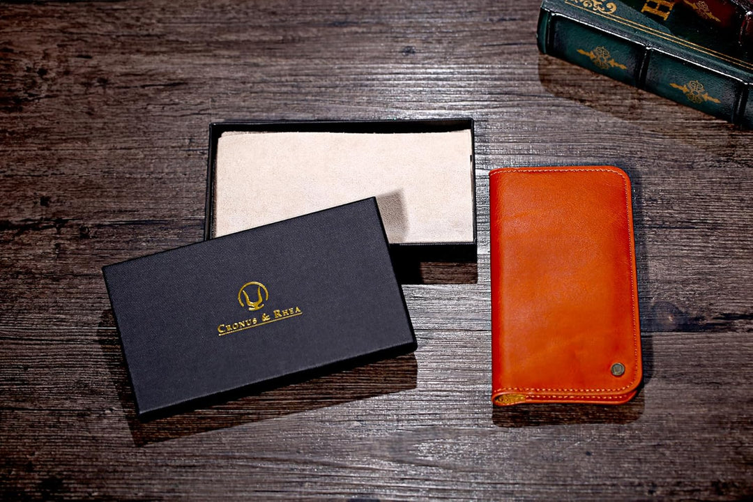 Cronus & Rhea - Smartphone Geldbörse aus Leder - Modell: Cerberus - Mit Geschenkbox - Geldbeutel Hül