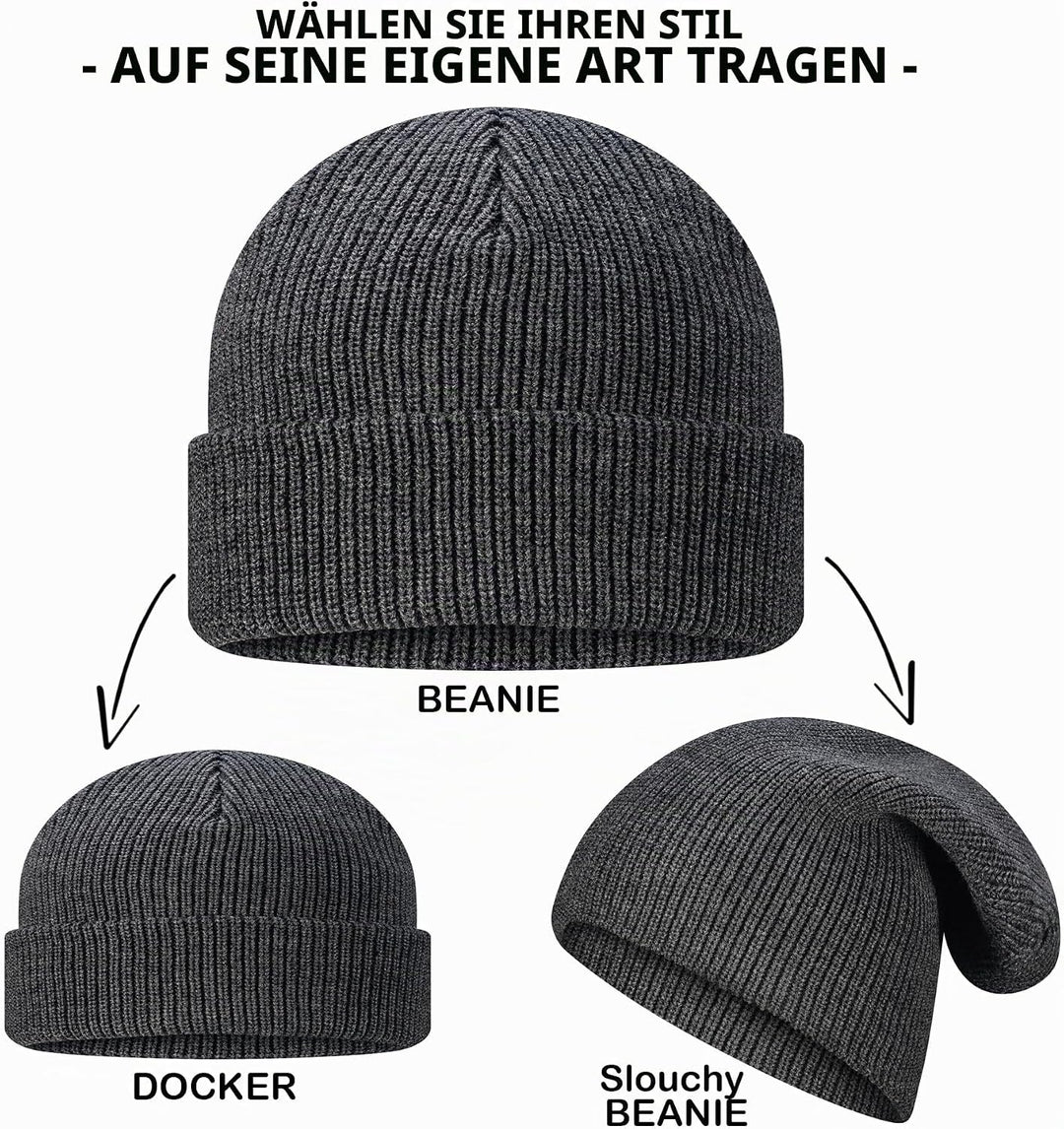 TODO Merino Mütze Herren Beanie Damen, Warm, Weich, Bequem. Wollmütze für kalte Tage, Alltag, Outdoo