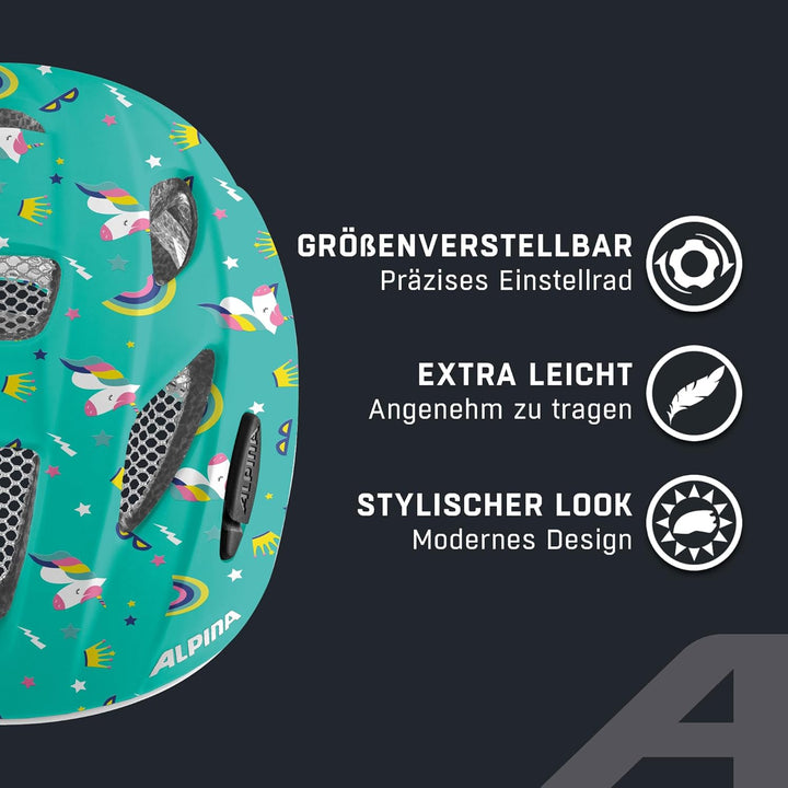 ALPINA XIMO Flash - Leichter, Sicherer und Bruchfester Fahrradhelm Mit LED-Licht Für Kinder Unicorn