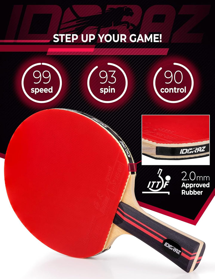 Idoraz Tischtennisschläger Profi Schläger - Ping Pong Schläger mit Tragetasche - ITTF geprüfter Gumm