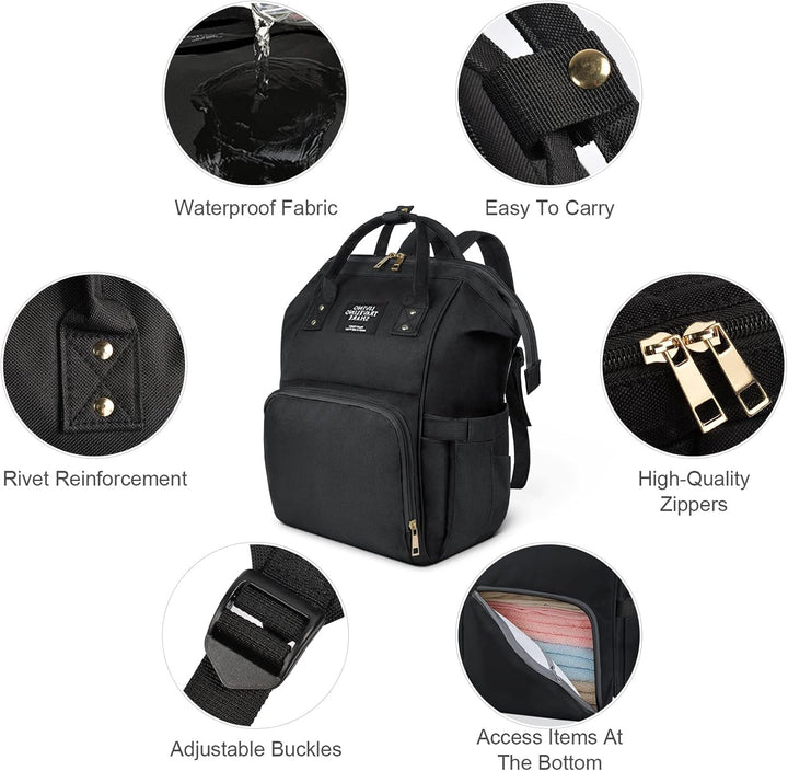 Vicloon Wickeltasche Rucksack mit Babyflaschentasche, Baby Wickelrucksack Wickeltasche, Multifunktio
