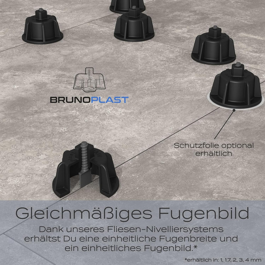 Brunoplast NIVIFIX 250x Gewindelaschen PRO für 1 mm Fugen (Standard/linear), Nivelliersystem zum Ver