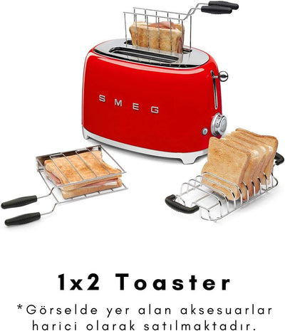 Smeg TSF01RDEU Toaster 2 Scheiben, rot