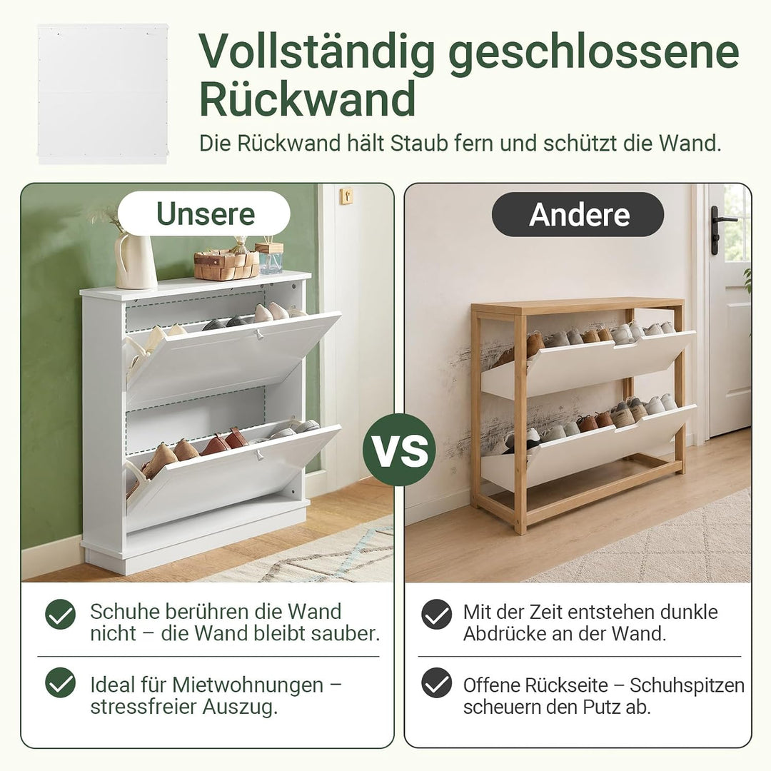 SoBuy Schuhschrank Schmal Schuhkipper Schmal mit 2 Klappen - für bis zu 10 Paar Schuhe, stabil und k