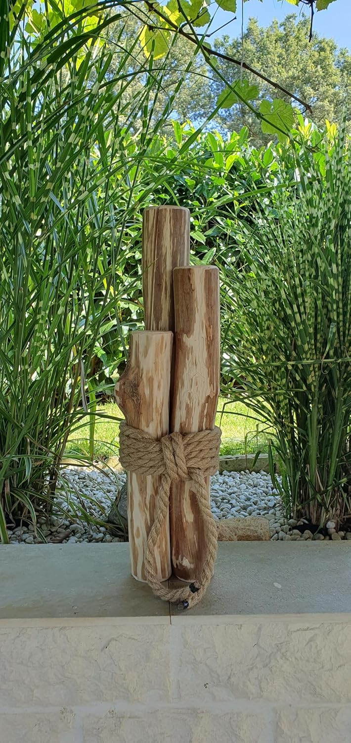 Maritime Windlichtsäulen aus Haselnuss - Naturholz Dekoration Haus und Garten (90 cm), 90 cm