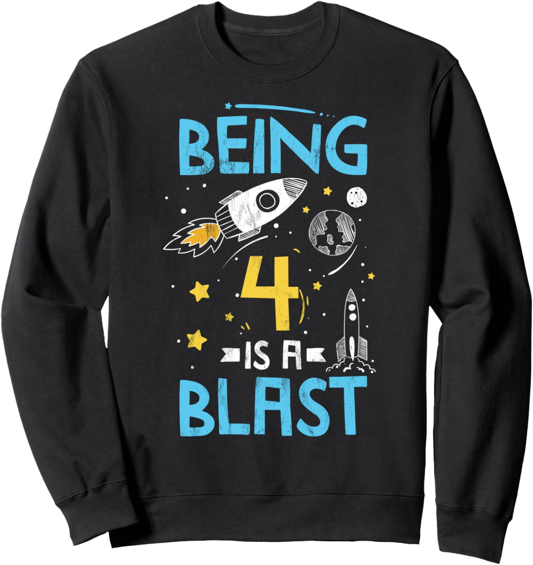Sonnensystem Rakete in den Weltraum Geburtstag 4 Sweatshirt