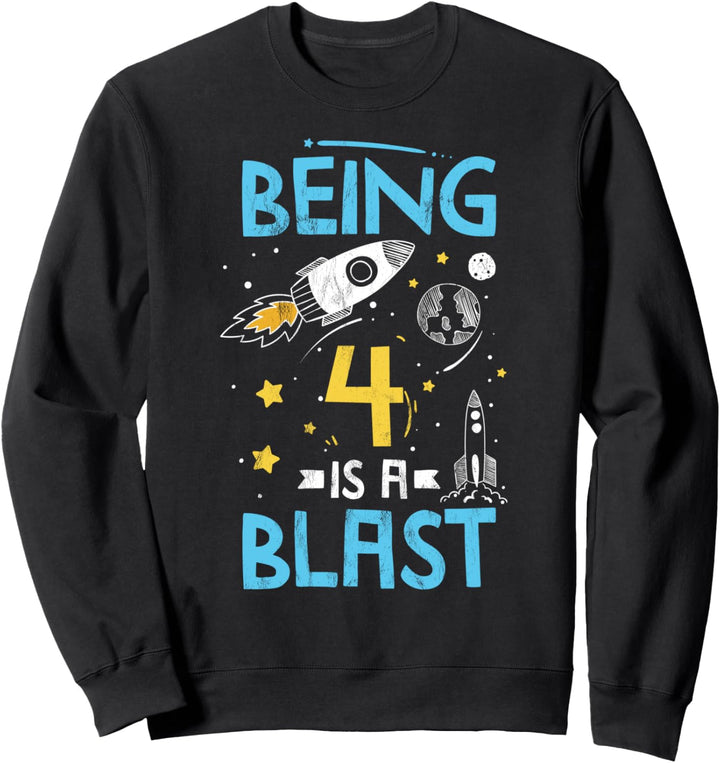 Sonnensystem Rakete in den Weltraum Geburtstag 4 Sweatshirt