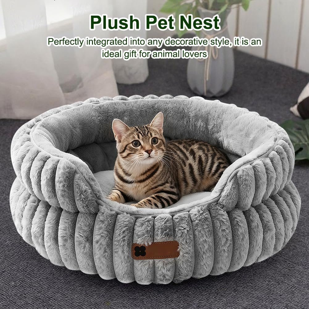 FARYODI Katzenbetten Weiches für Katzen S, Stilvolle Runde Hundebett für Kleine und Mittelgrosse Hun