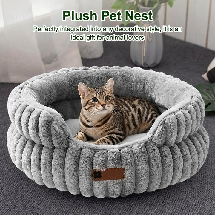 FARYODI Katzenbetten Weiches für Katzen S, Stilvolle Runde Hundebett für Kleine und Mittelgrosse Hun