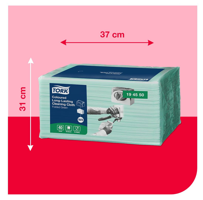 Tork 194550 Langlebige Farbige Reinigungstücher für W8 Small Pack System / 1-lagiges Reinigungstüche