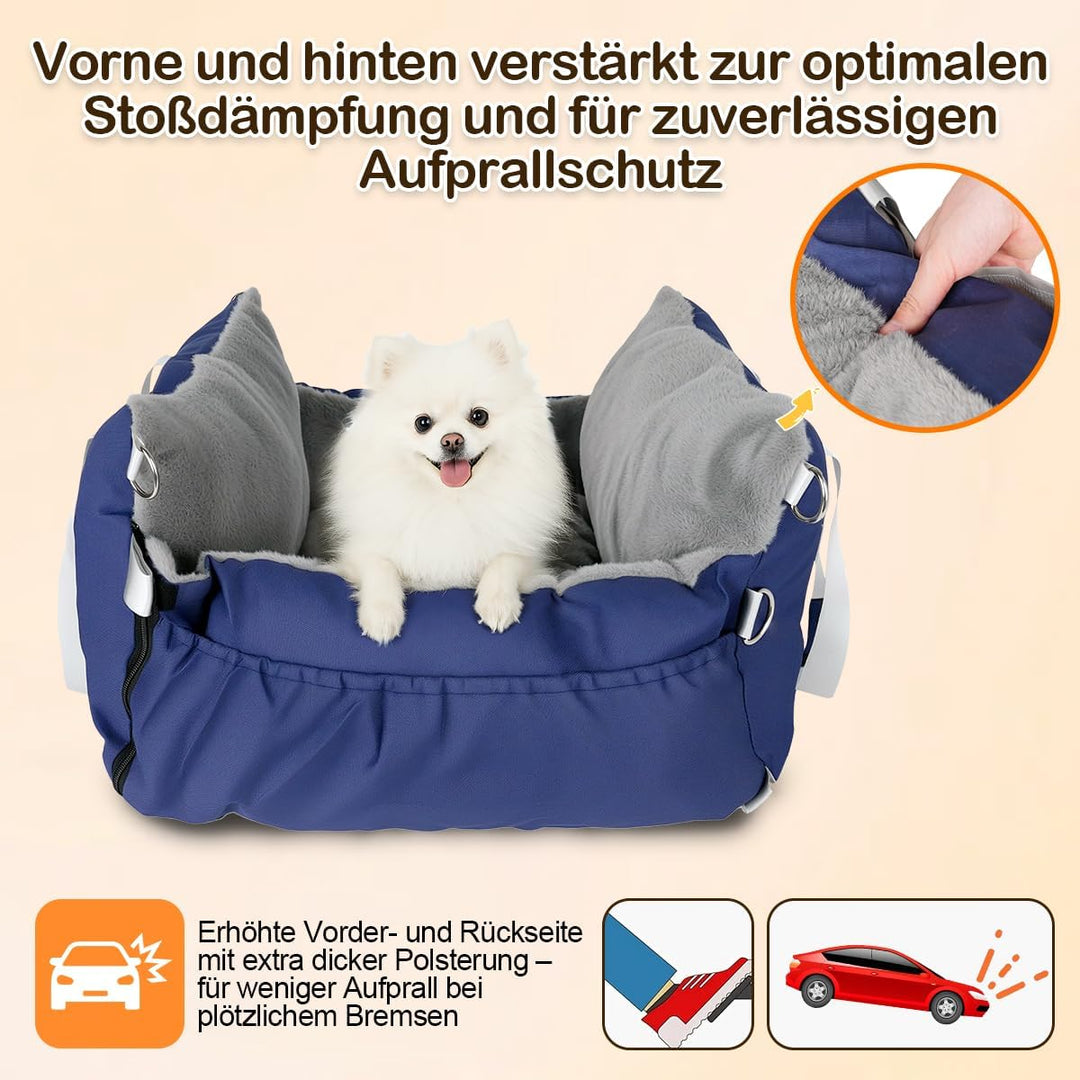 3-in-1 Hundesitz fürs Auto &amp; Reisebett für kleine Hunde – Tragbarer Autositz mit erweiterbarer Liege