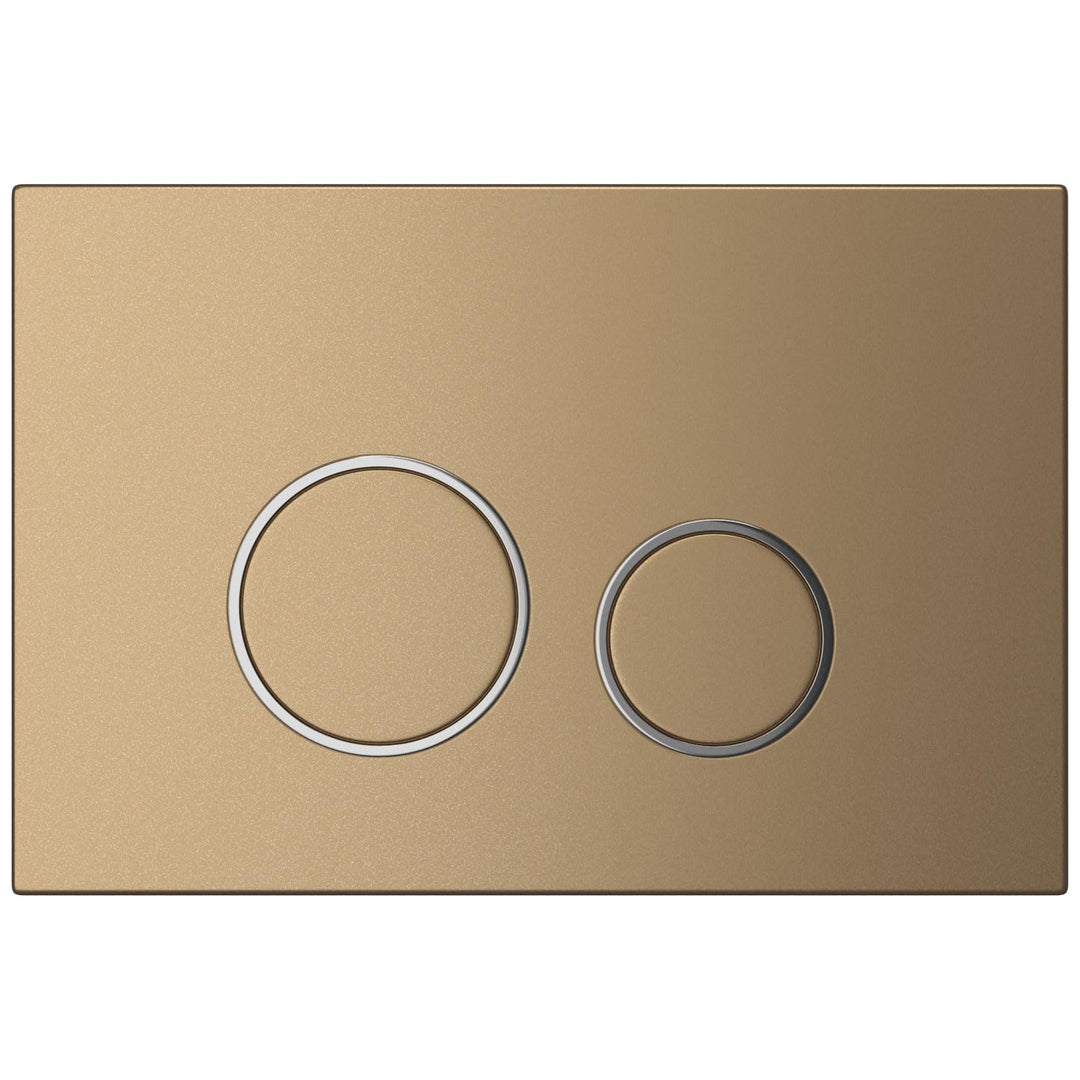 Drücker- & Betätigungsplatte passend für Geberit Delta (Kunststoff, gold, chrom Ringe) | go-chrom-de