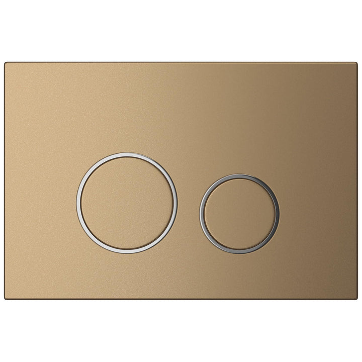 Drücker- & Betätigungsplatte passend für Geberit Delta (Kunststoff, gold, chrom Ringe) | go-chrom-de