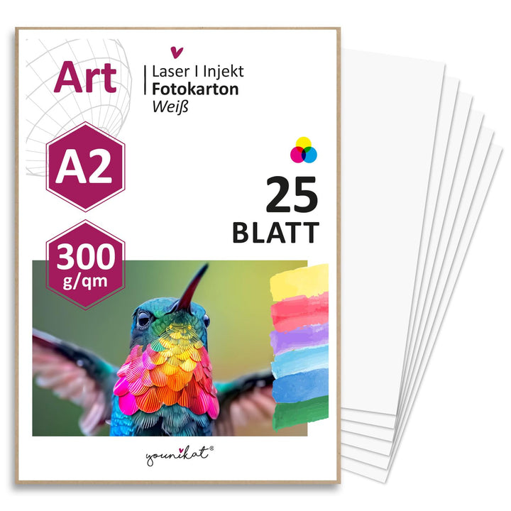 younikat Blanko Papier DIN A2 Weiss - 300g Kartonpapier 25 Blatt I Bastelkarton zum Selbstgestalten