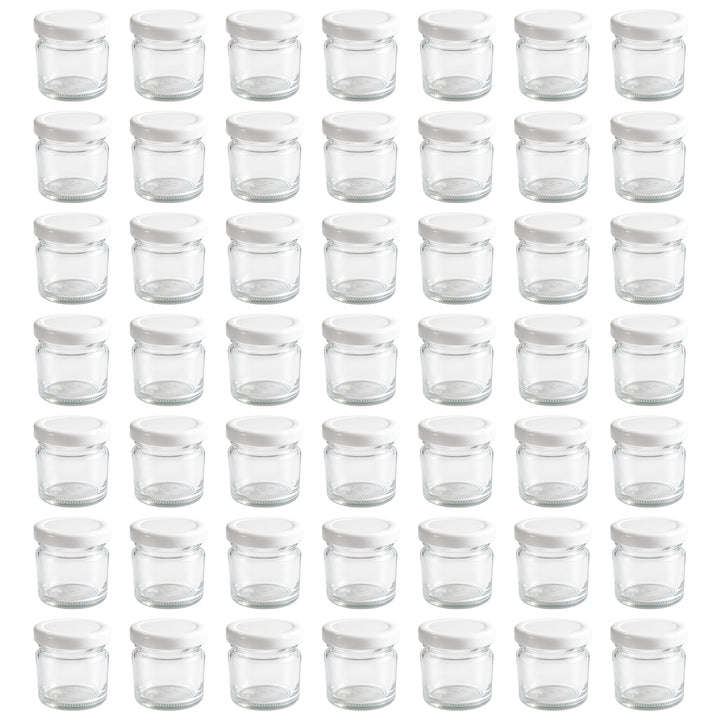 Vitrea 50x Mini Marmeladengläser 37 ml - mit Deckel Weiss TO 43 - kleine Einmachgläser zum befüllen