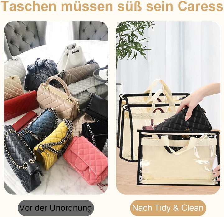 6 Stück Staubbeutel Transparent Staubbeutel für Handtaschen Aufbewahrung Organizer mit Reissverschlu