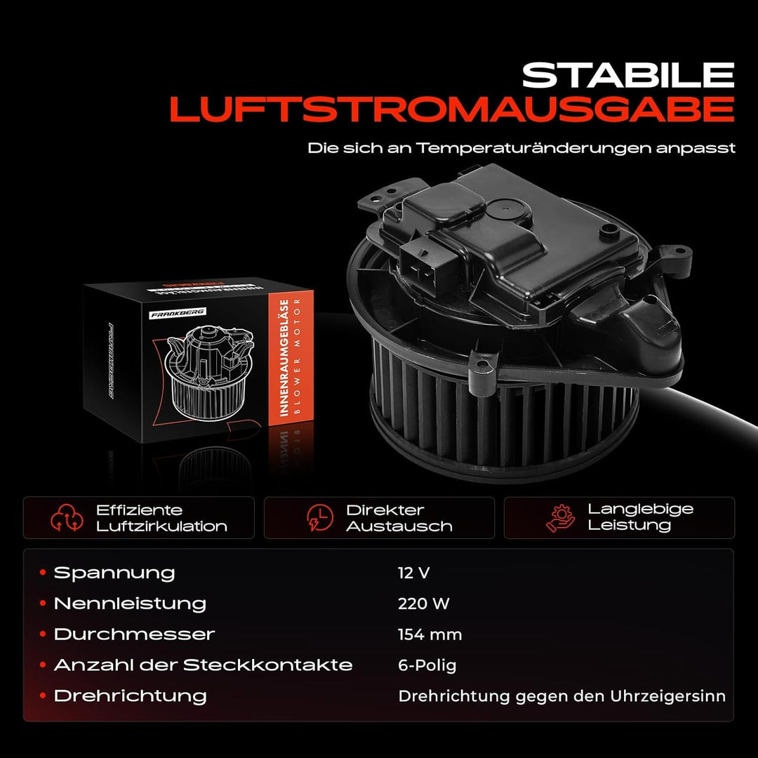 Frankberg Heizungsgebläse Gebläsemotor Kompatibel mit A4 8E2 B6 1.6L-4.2L 2000-2004 Exeo ST 3R5 1.6L
