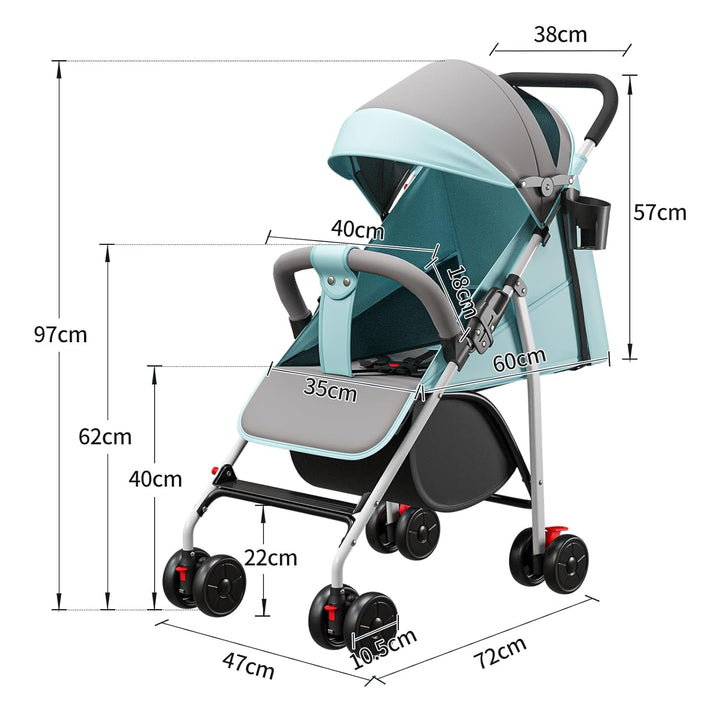 Buggy, kompakter Kinderwagen, 0-4 Jahre, leicht und handlich, mit einer Hand faltbar, neigbare Rücke