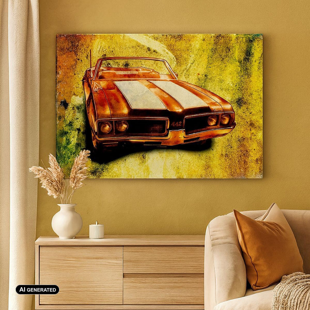 Bilder auf Leinwand 100x70cm Leinwandbild Auto Geschwindigkeit Cabriolet Gross Wanddeko Bild Schlafz