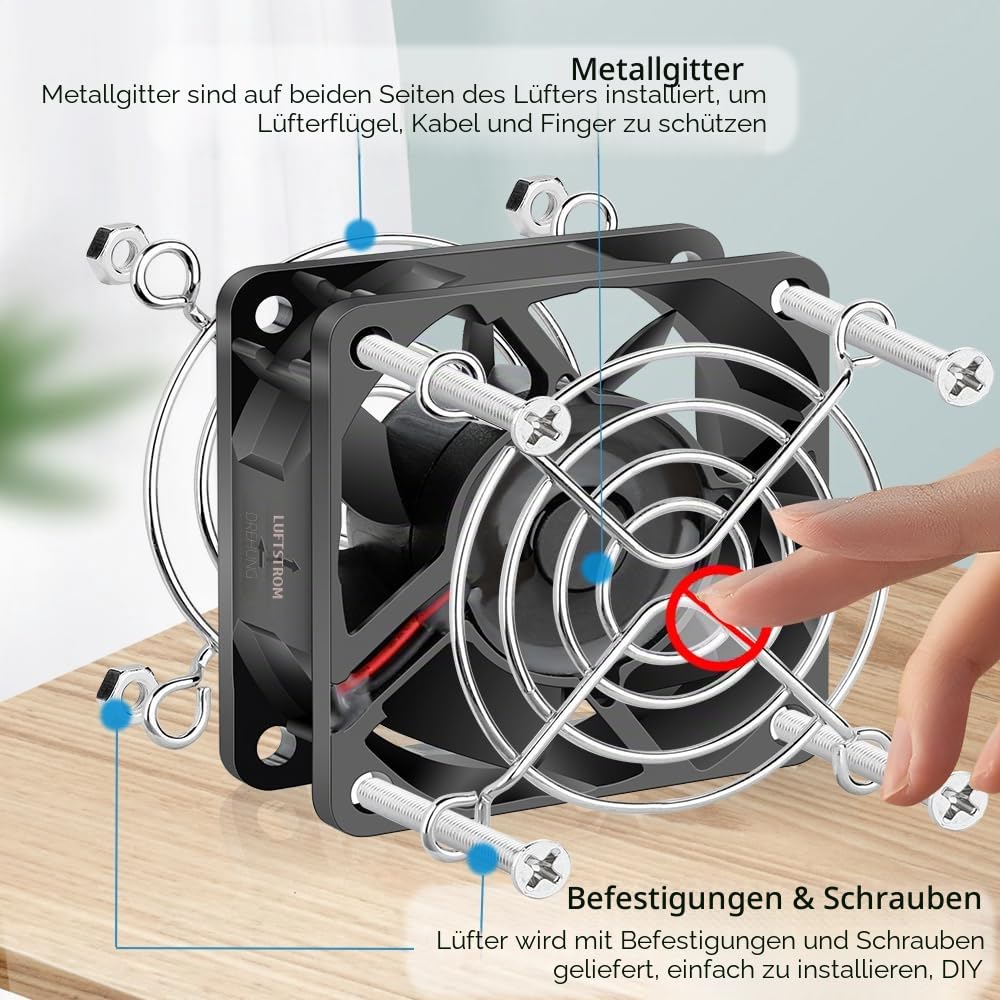 GDSTIME 2 Stück 12V Wasserdicht Lüfter 60mm IP68 Dual Kugellager | 60mm lüfter wasserdicht 12v lüfte