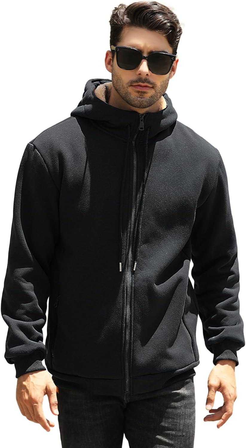 Xnova Sweatjacke Herren Fleecejacke Kapuzenpullover Zipper Hoodie Casual Bequemes und Warmes Übergan
