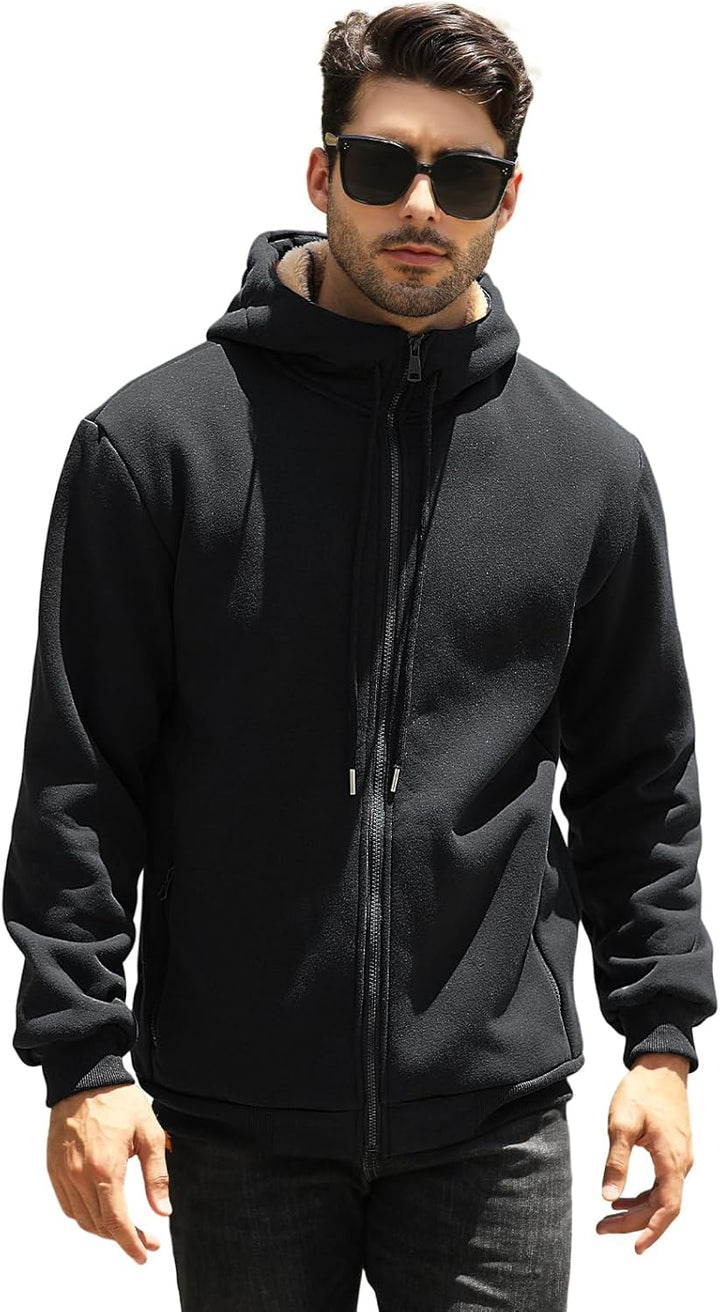 Xnova Sweatjacke Herren Fleecejacke Kapuzenpullover Zipper Hoodie Casual Bequemes und Warmes Übergan
