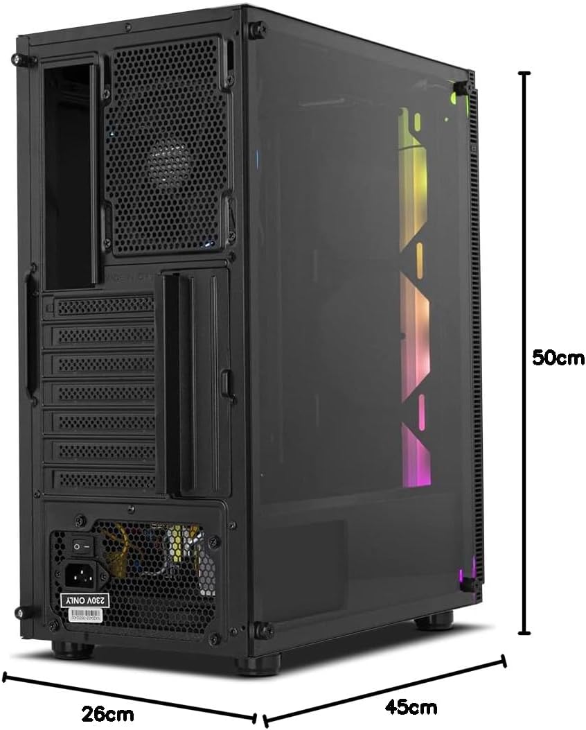 NOX XTREME PRODUCTS Infinity Gamma - Mid-Tower ATX/M-ATX/ITX ARGB Dynamic Rainbow, Seitenteil aus ge