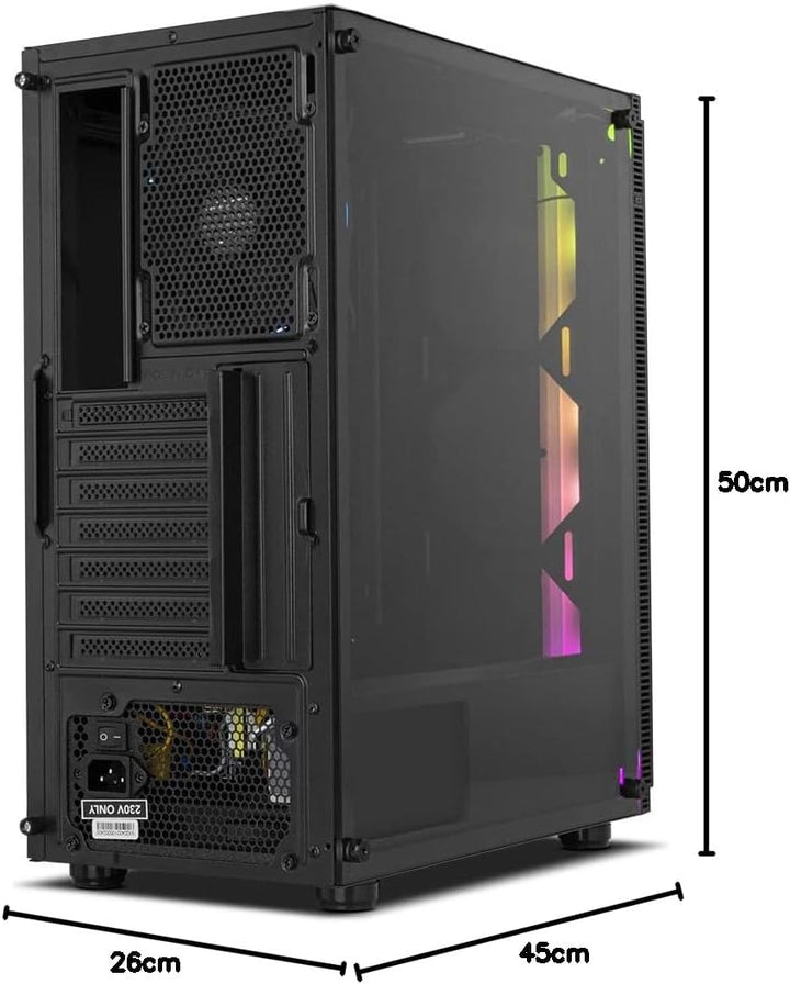 NOX XTREME PRODUCTS Infinity Gamma - Mid-Tower ATX/M-ATX/ITX ARGB Dynamic Rainbow, Seitenteil aus ge