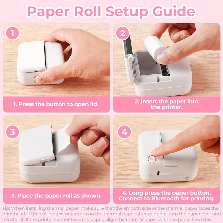 Mini Drucker, Wireless Fotodrucker Thermodrucker, Tragbarer Mini Fotodrucker, Smartphone Bluetooth D