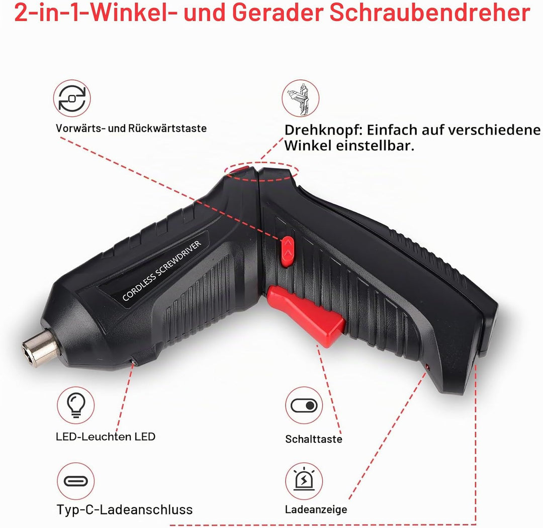 Akkuschrauber Klein 3.6V: 47PCS Mini akkuschrauber mit 1300mAh Akku USB-C Wiederaufladbar, 2-in-1 Di