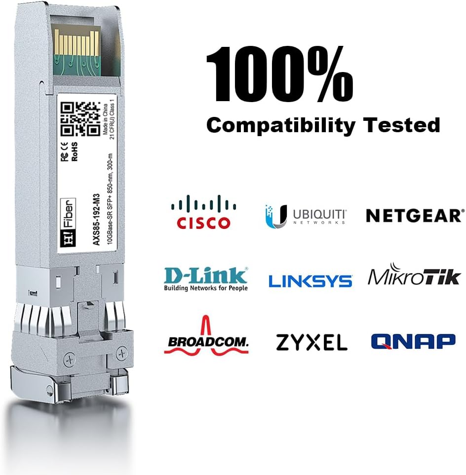 10 Stück,10G Multimode SFP+ LC Modul, 10GBase-SR Fiber Transceiver für Cisco SFP-10G-SR, Meraki MA-S