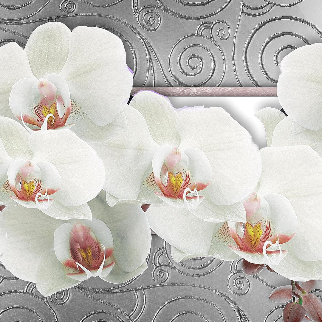 Runa Art Wandbilder Blumen Orchidee 5 Teilig Bild auf Vlies Leinwand Deko Wohnzimmer Abstrakt Beige