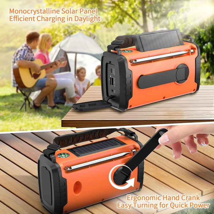 20000mAh DAB+/FM Notfallradio mit Powerbank – Tragbares Solar- & Kurbelradio mit Bluetooth 5.3, SOS,