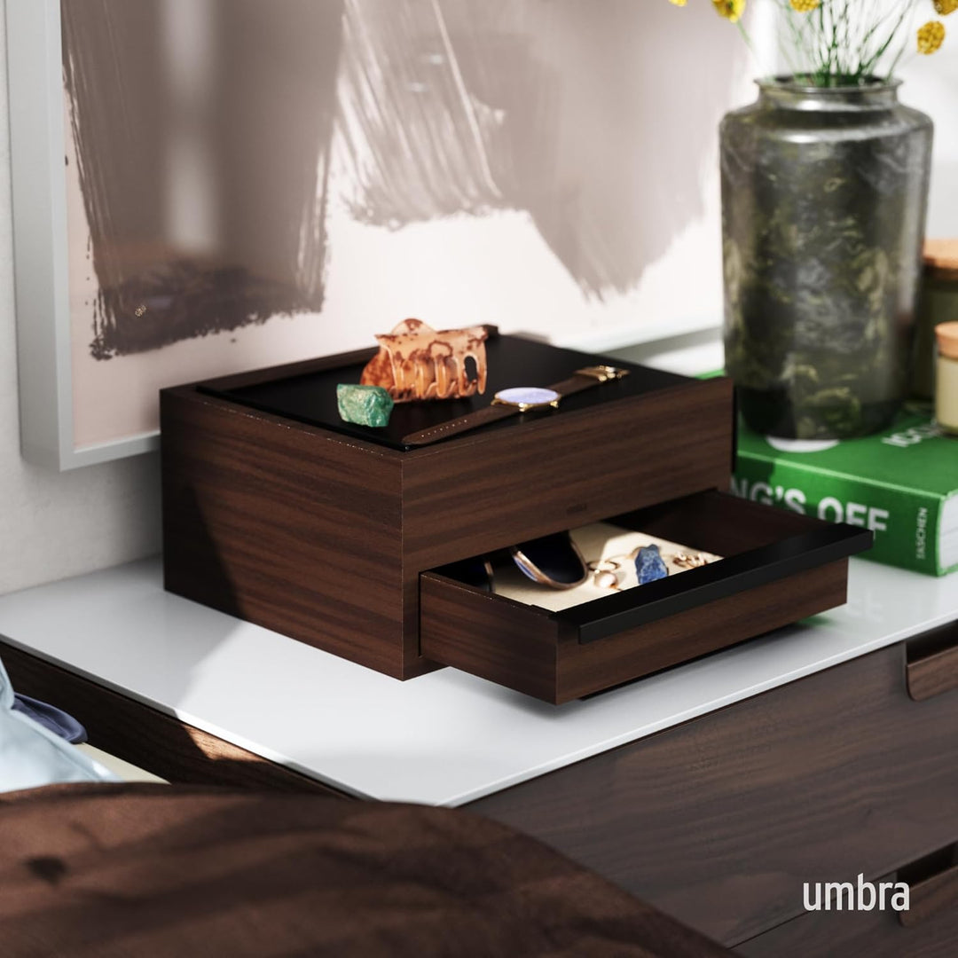 Umbra Stowit Design Schmuckkasten – moderne Schmuck Box mit Geheimfächern für Ringe, Armbänder, Uhre