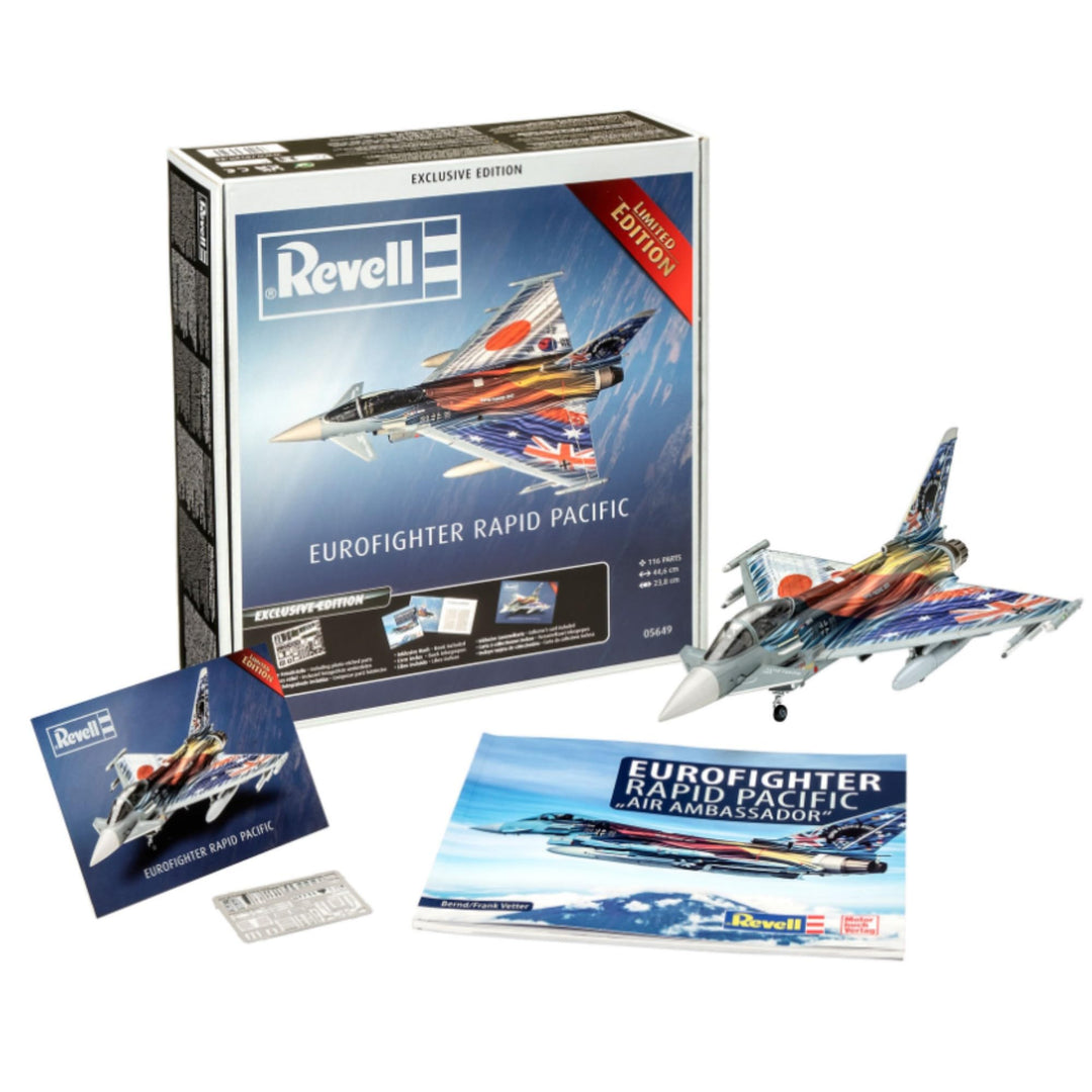Revell Modellbausatz I Geschenkset Eurofighter Pacific Exclusive Edition I Flugzeug Bausatz I 130 Te