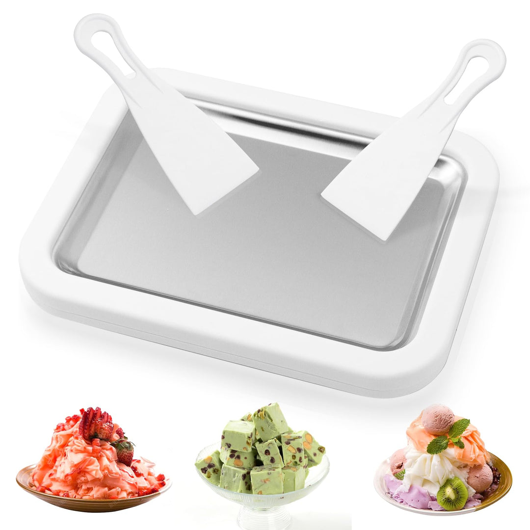 Jeinbuil Eisplatte zum eis machen Eiscreme Roller Maker Pan mit 2 Spateln Kleine Instant Rolled Ice