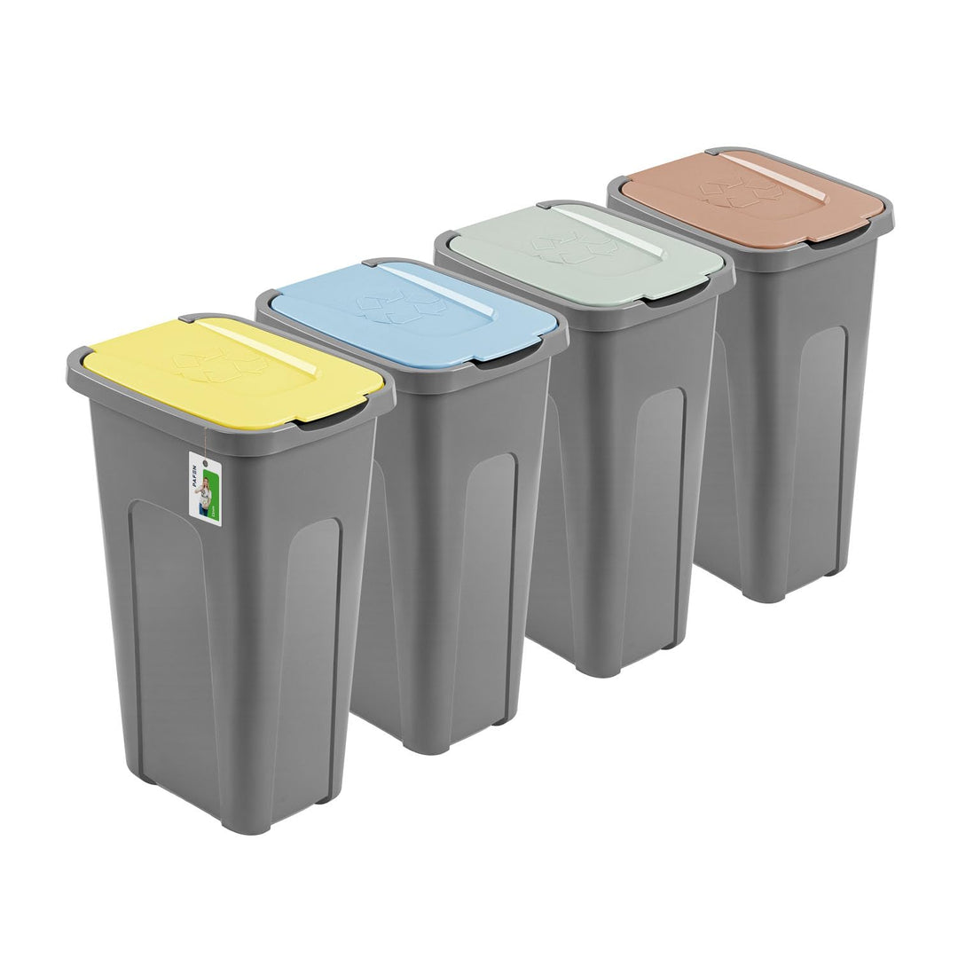 PAFEN Grosser Mülleimer 30l mit Deckel – 4er Set Abfallbehälter 550 x 275 x 370mm - Abfalleimer für